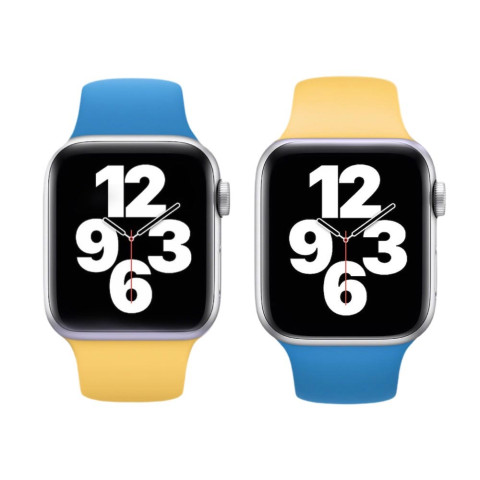 Патріотичний ремінець на Apple watch 38/40/41mm Sport Band S/M Yellow / Surf blue Патріотичний ремінець на Apple watch 38/40/41mm Sport Band S/M Yellow / Surf blue